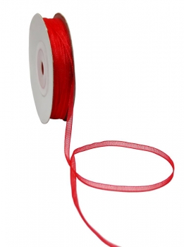 Organza-Geschenkband rot 3mm breit, 48,5m